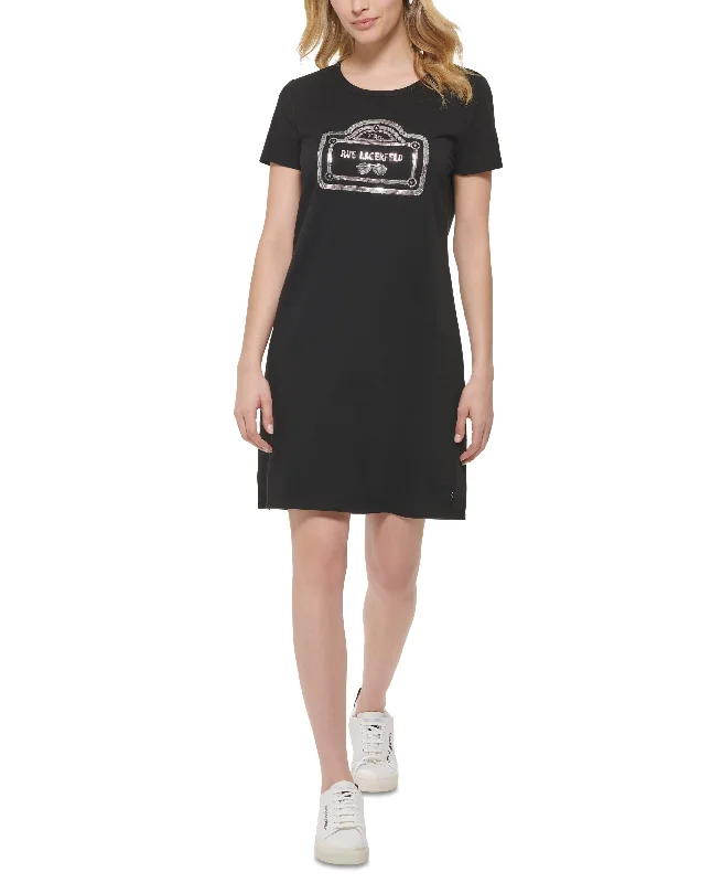 Karl Lagerfeld Paris Womens Rue Lagerfeld T-Shirt Dress Cashmere Blend Cotton Blend Poly Blend