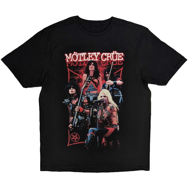 Motley Crue | Official Band T-Shirt | Live Montage Red Casual Formal Business