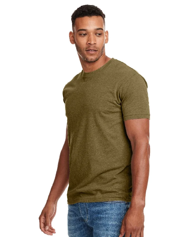 Next Level Mens CVC Crewneck Tee | Military Green Boxy Fit Fitted Loose