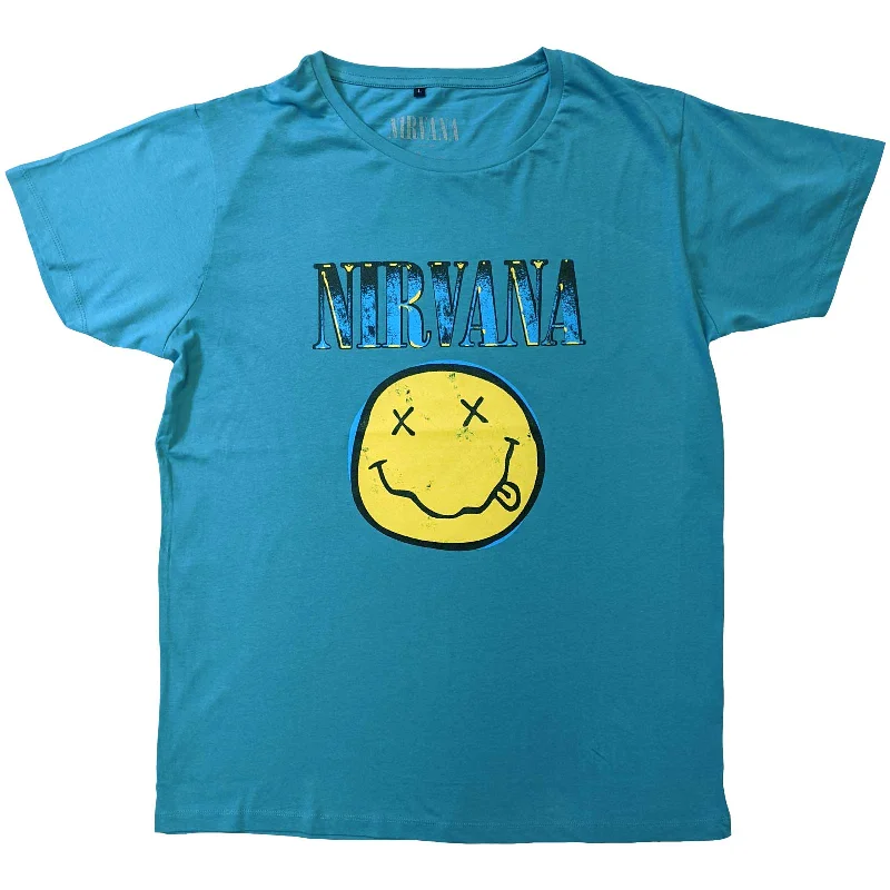 Nirvana | Official Band T-Shirt | Xerox Happy Face (Teal) Elegant Classic Vintage