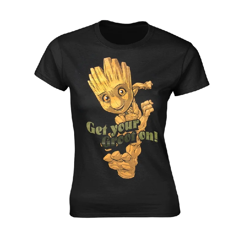 Marvel Guardians Of The Galaxy Vol 2 Ladies Ladies T-shirt: Groot - Dance Spandex Blend Rayon Blend Denim Blend