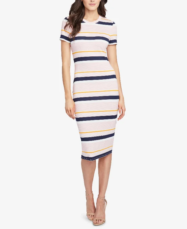 Rachel Rachel Roy Striped Ribbed T-Shirt Dress Hooded Caped Shawl Collar