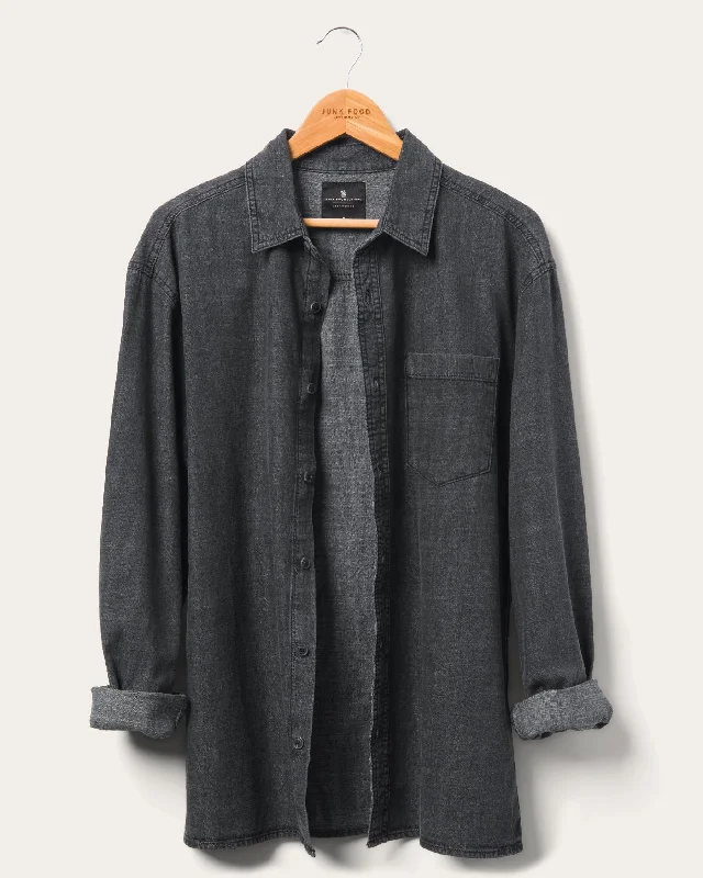 Randell Denim Twill Shirt Trendy Turtleneck Short Shirt