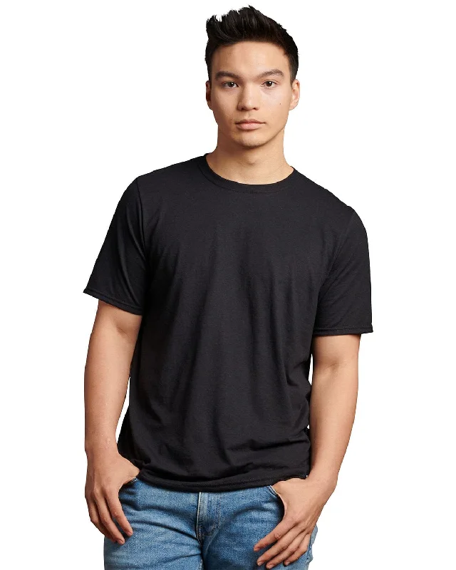 Russell Athletic Unisex Essential Performance T-Shirt | Black Chenille Brocade Lace