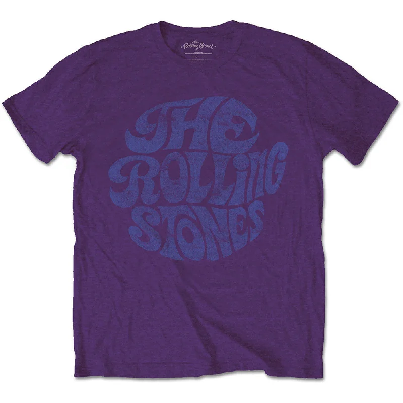 The Rolling Stones | Official Band T-shirt | Vintage 1970s Logo (Purple) Mesh Fabric Canvas Fabric Denim Fabric