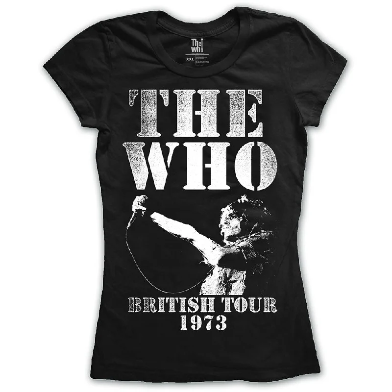 The Who Ladies T-Shirt: British Tour 1973 Rayon Fabric Velvet Fabric Corduroy Fabric