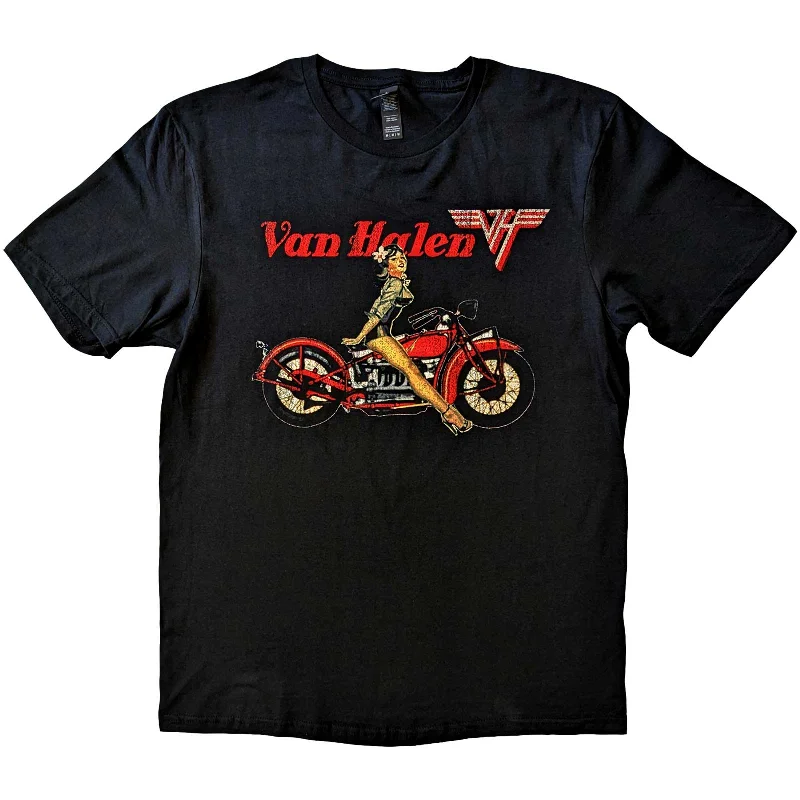 Van Halen | Official Band T-Shirt | Pin-up Motorcycle Asymmetrical Pockets Print