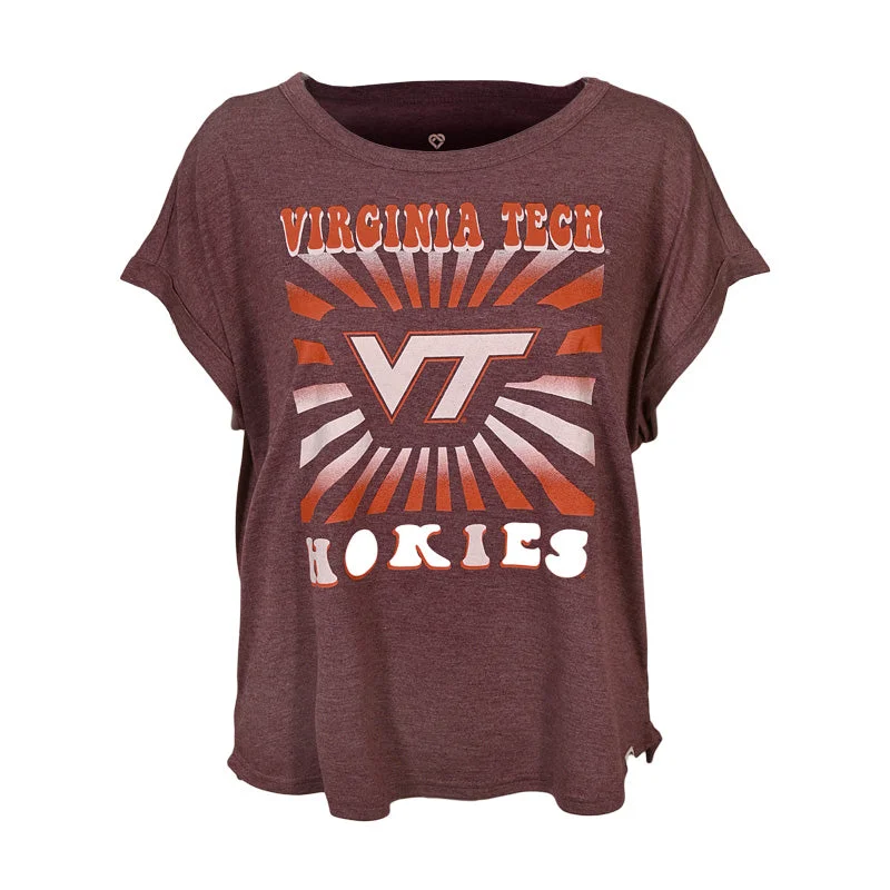 Virginia Tech Women's Band Dolman T-Shirt Notch Collar Peter Pan Collar Cowl Neck