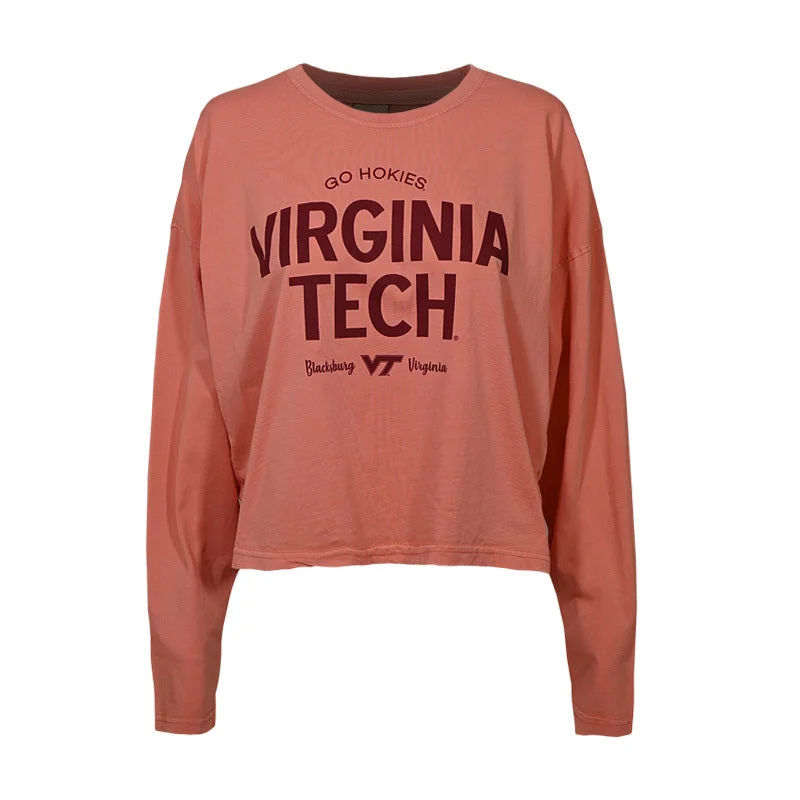 Virginia Tech Women's Bar Harbor Long-Sleeved T-shirt: Coral Collared Crew Neck Turtle Neck