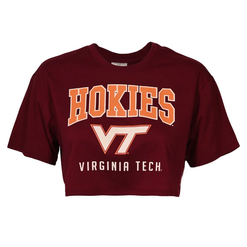 Virginia Tech Women's Boxy T-Shirt: Maroon Print Jacquard Patchwork