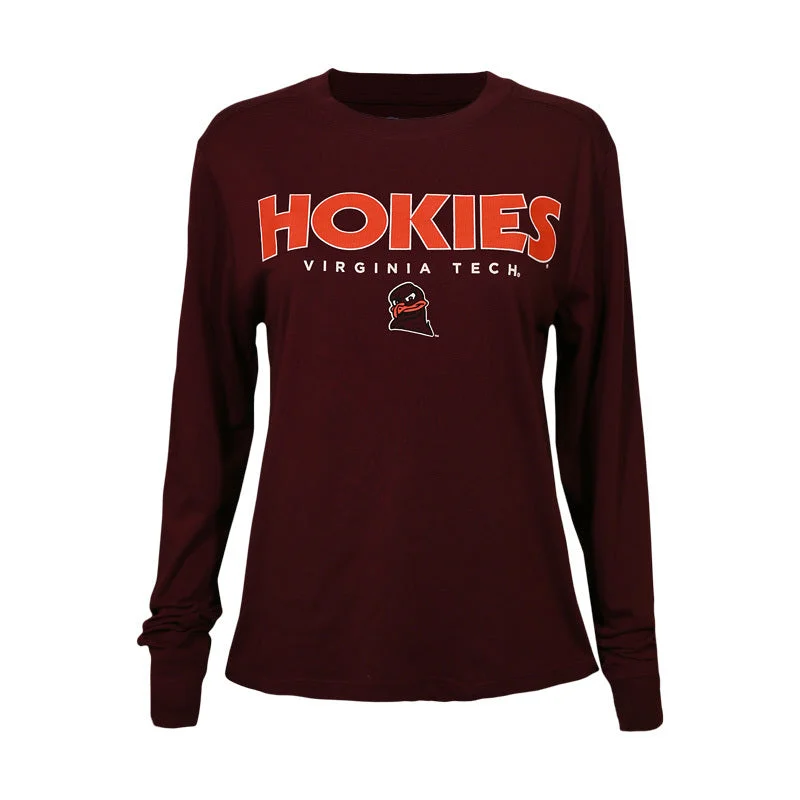 Virginia Tech Women's Core Long-Sleeved T-Shirt: Maroon by Champion Machine Wash Dry Clean Hand Wash