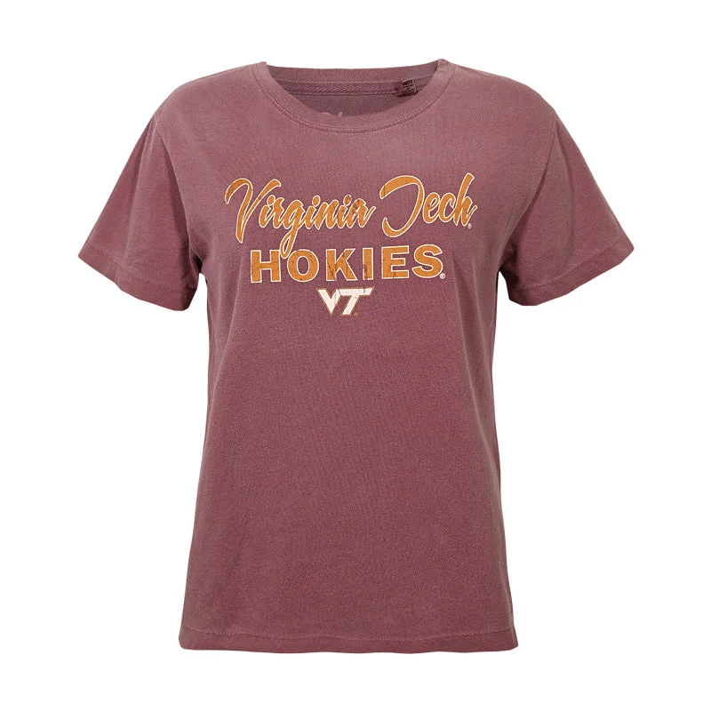 Virginia Tech Women's Hokies T-Shirt: Maroon Fleece Fabric Down Fabric Feather Fabric