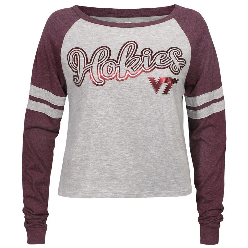 Virginia Tech Women's I'm Gliding Here Long-Sleeved T-Shirt Polka Dot Checkered Tartan