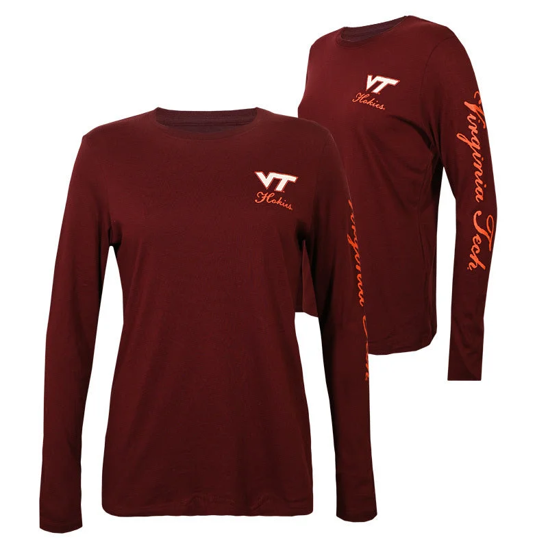 Virginia Tech Women's Relaxed Long-Sleeved T-Shirt: Maroon by Gear Beaded Sequined Faux Fur