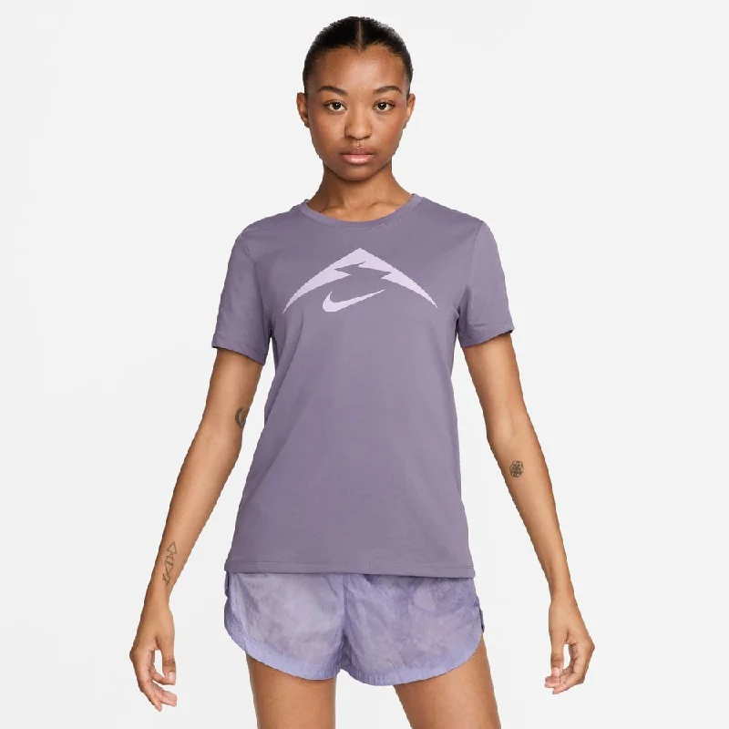 Womens Nike Trail Dri-Fit T Shirt Comfortable Stretch Short Shirt