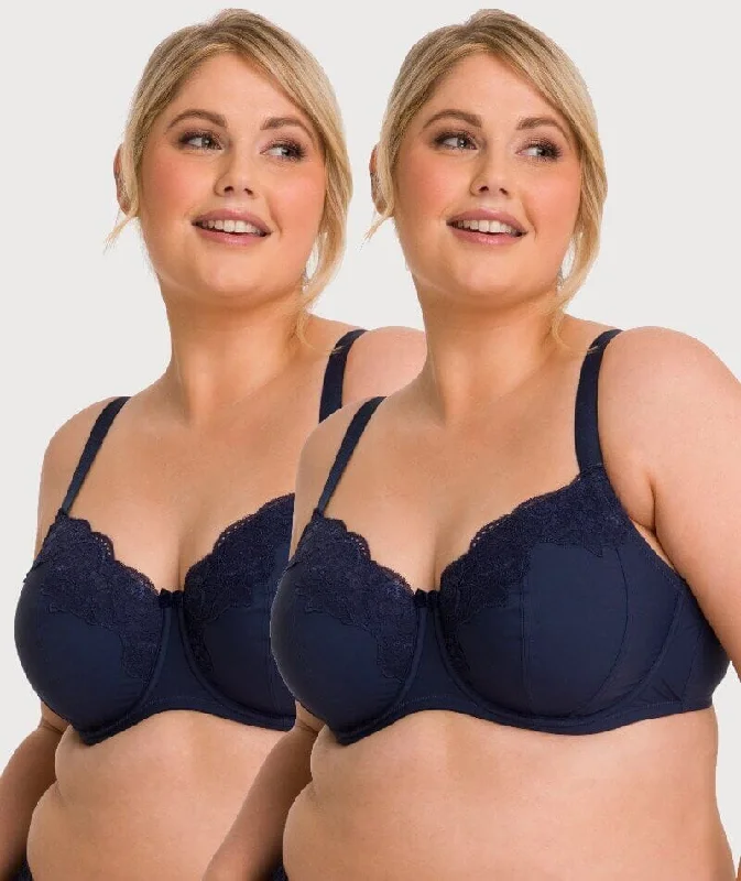 Ava & Audrey Jacqueline Full Cup Underwired Bra 2 Pack - Sapphire Stretchy Full Coverage