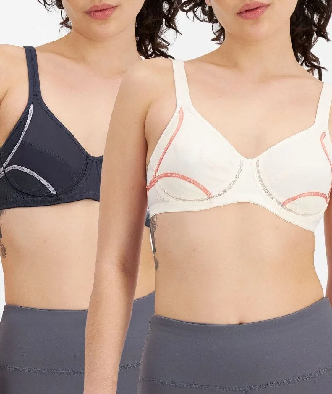 Berlei Electrify Underwire 2 Pack Sports Bra - Snow Blossom/Charcoal Elegant Satin Bralette