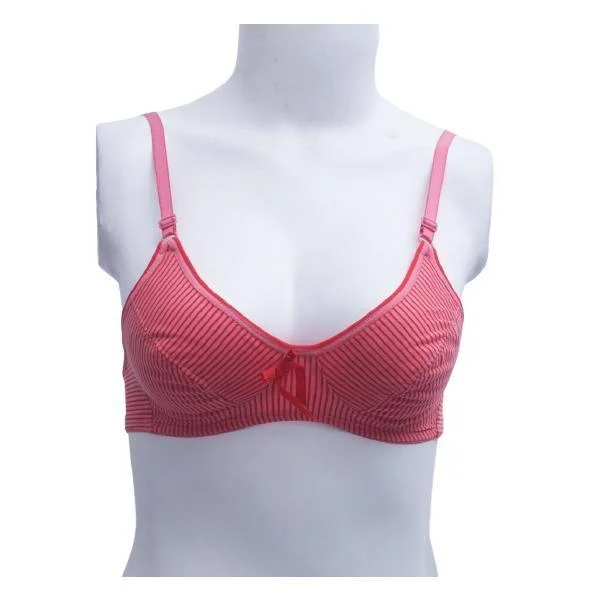 Best Ladies non-padded Cotton Woven Strips Bra Casual Bralette Set