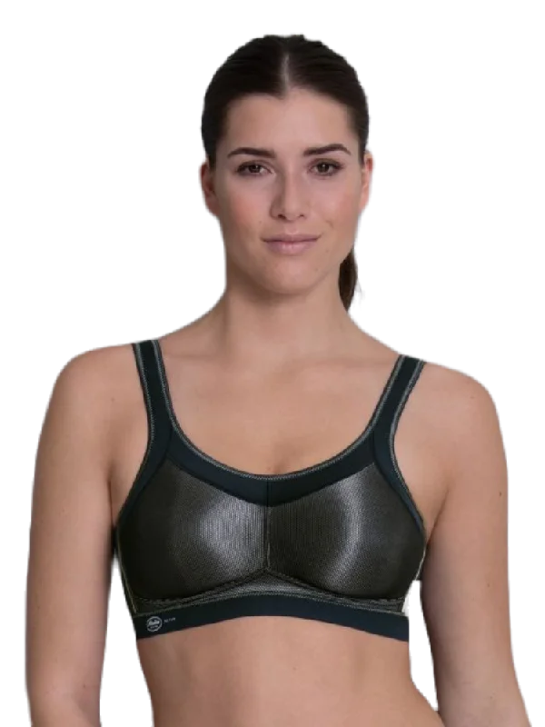 Black Maximum Support Momentum Sports Bra Breathable Full Coverage