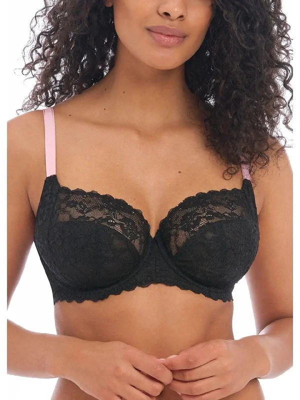 Black Offbeat Side Support Bra Full Coverage Bra