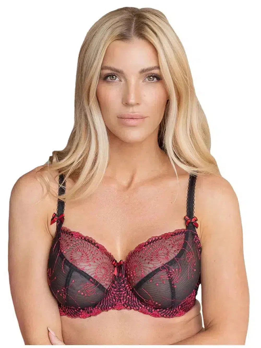 Black Red Nicole Bra Padded Push-Up Bra