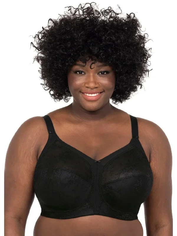 Black Verity Wireless Full Coverage Soft Bra Lacy Underwire Bra