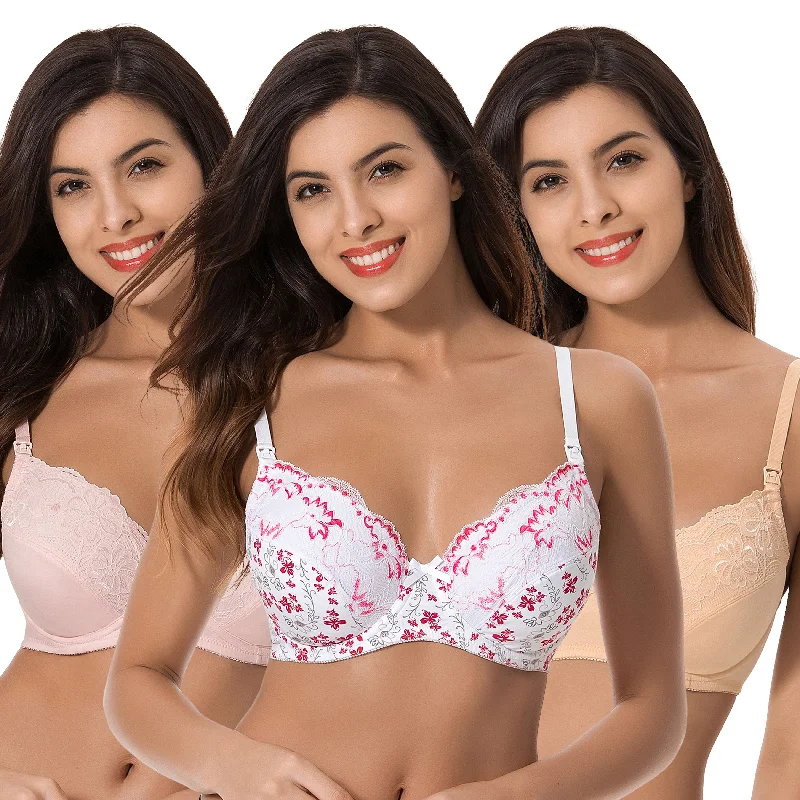 Plus Size Nursing Underwire Bra with drop-down cups Wireless Push-Up Bra