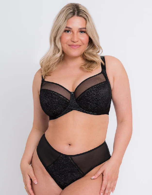 Curvy Kate Amaze Balcony Side Support Bra Black Chic Satin Bra