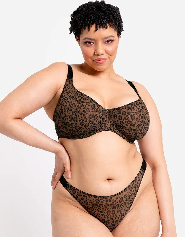 Curvy Kate Cool Cat Scooped Multiway Balcony Bra Leopard Brown Soft Cotton Bra