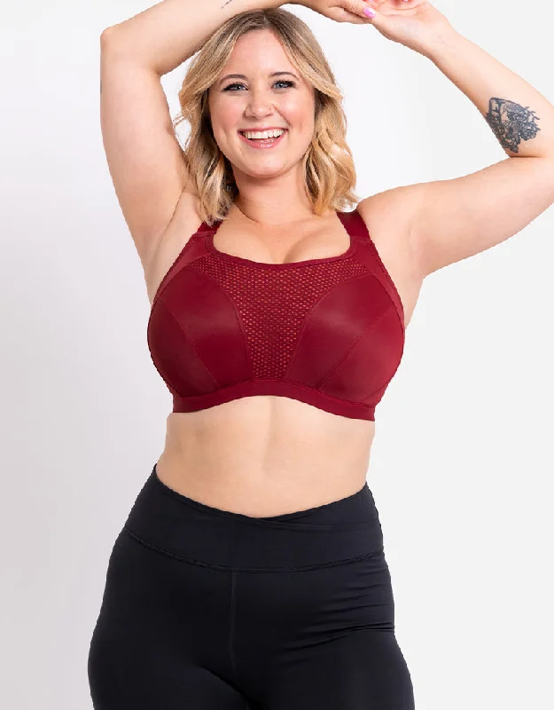 Curvy Kate Everymove Wired Multiway Sports Bra Beet Red/ Coral Soft Mesh Bra