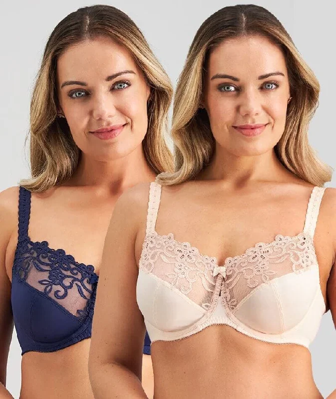 Fayreform Coral Underwire Bra - 2 Pack - Pearl Blush/Medieval Blue Lightweight Cotton Bra