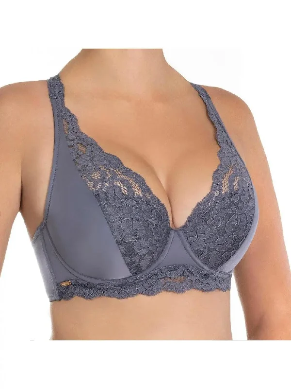 Grey Cotton Ella Semi Soft Bra Sleek Push-Up Bra