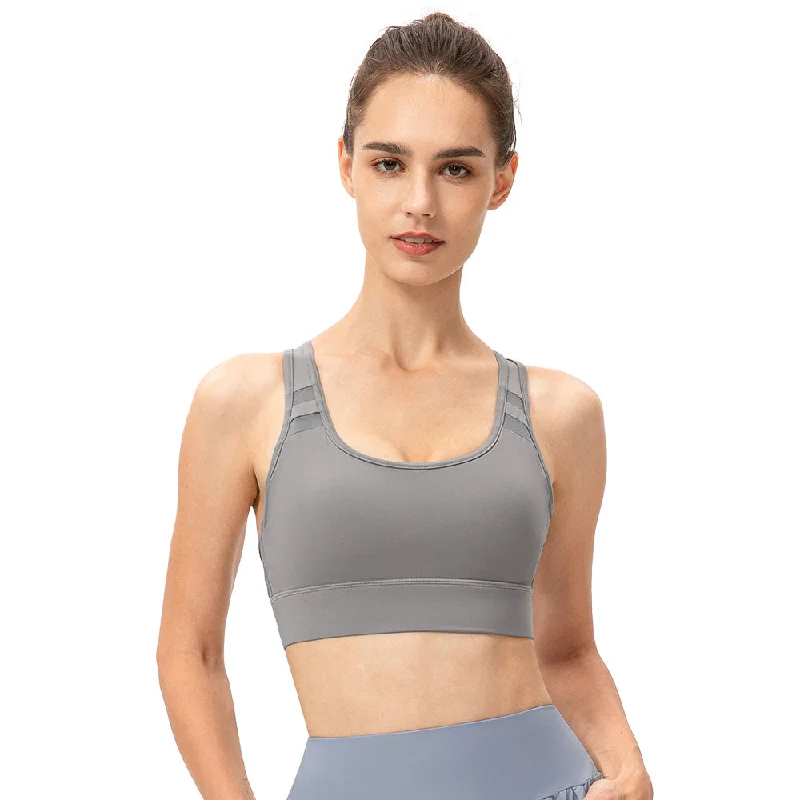 High Support Striped & Mesh Sports Bra (Standard & Plus Sizes) Feminine Lace Bra