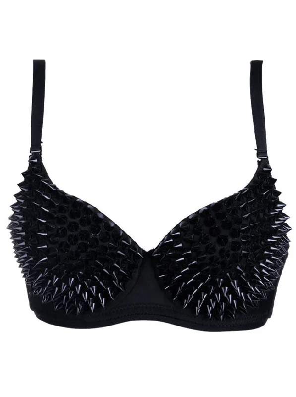 Spiked Punk B Cup Studs Rivet Party Club Rave Underwire Sport Bras Tops Soft Strapless Bra