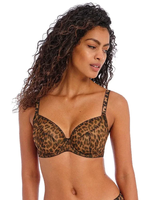 Leopard Wild Side Underwire Plunge Bra Soft Cup Bralette