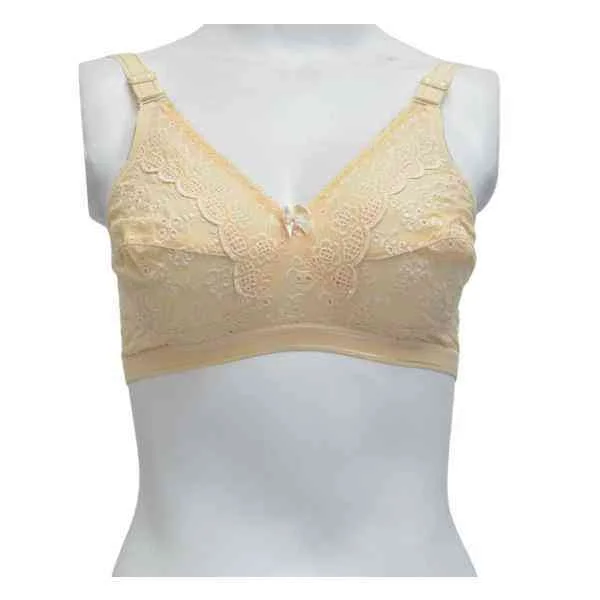 Non Padded Cotton Bra Tulip Outfit Chicken Embroidery Bra Cotton Bra for Heavy Breast Lace Back Bra