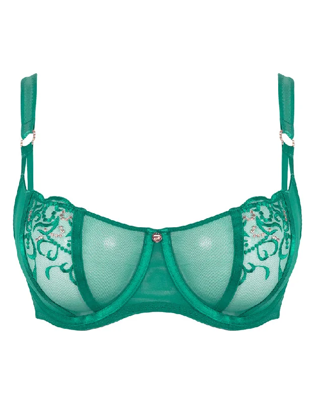 Scantilly Ornate Balcony Bra Emerald Soft Cotton Bra