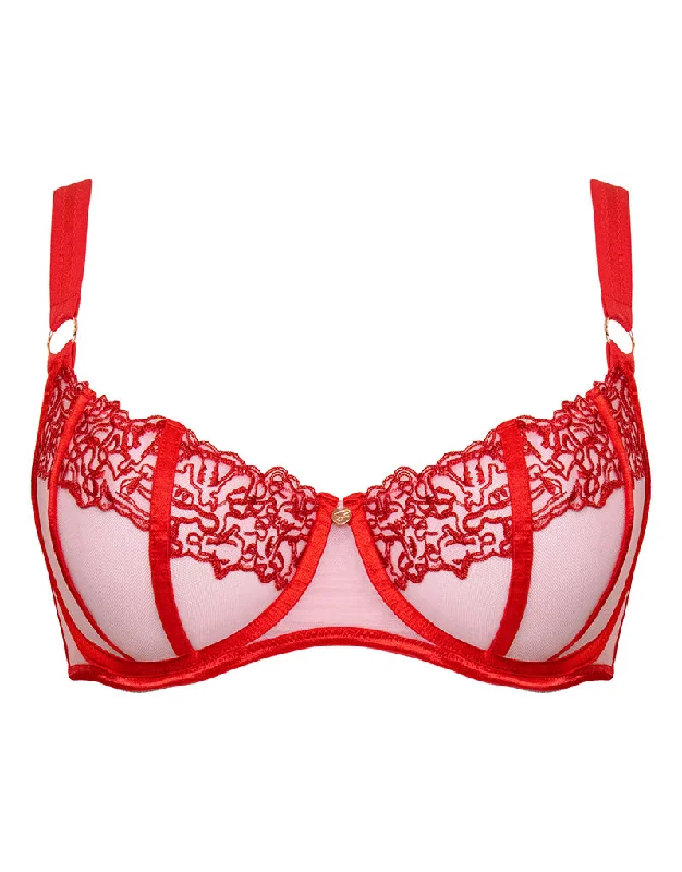 Scantilly Tantric Balcony Bra Pink/Red Seamless Sports Bra