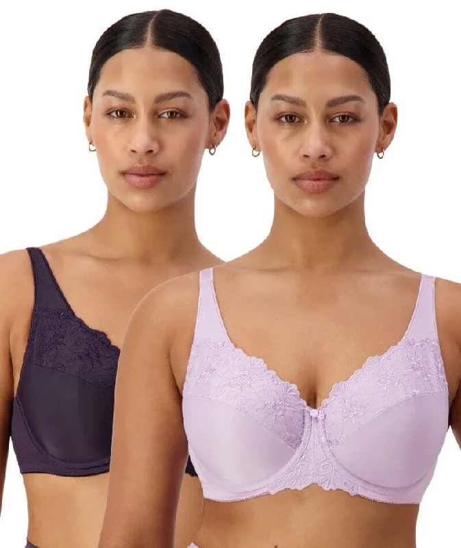 Triumph Embroidered Minimiser Bra 2 Pack - Blueberry/Stardust Soft Mesh Bra