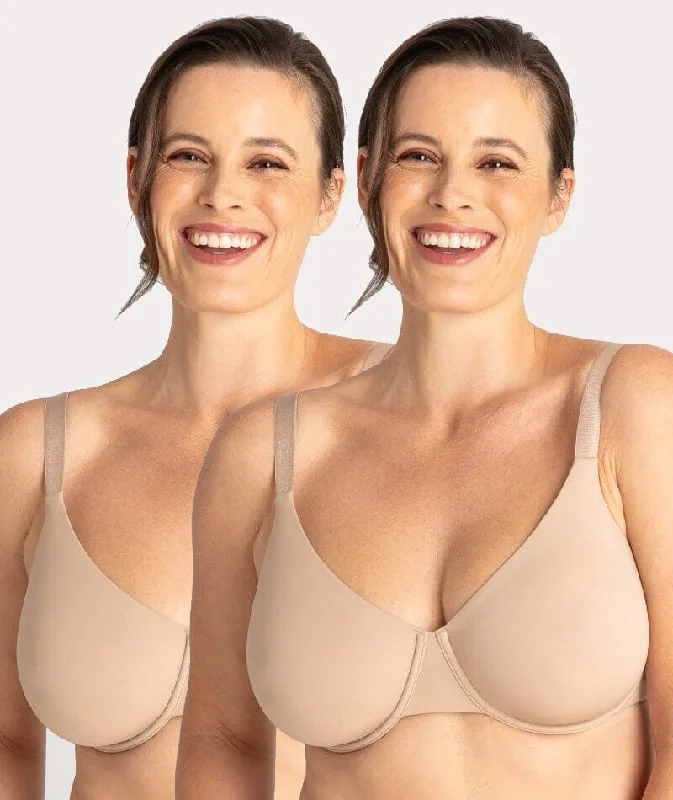 Underbliss Invisibliss Moulded Microfibre Underwire Bra 2 Pack - Nude Sleek Push-Up Bra