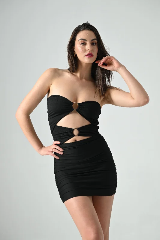 Blair STRAPLESS MINI DRESS with RING DETAILING Comfortable Casual Mini Dress