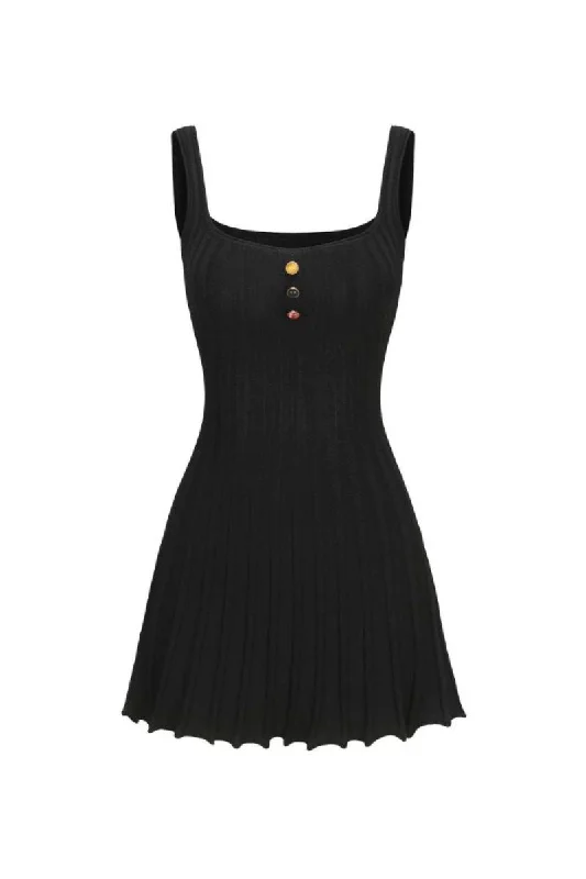 JANELLE BLACK KNIT MINI DRESS Fashionable Party Mini Dress