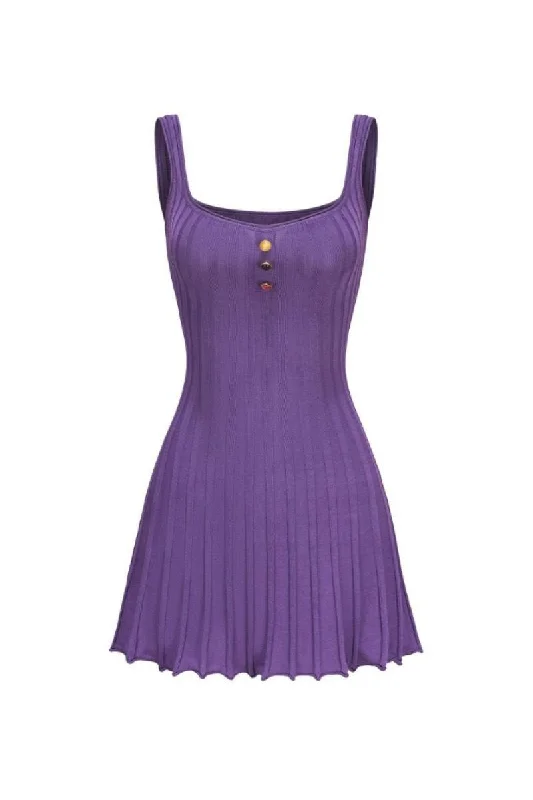 JANELLE PURPLE KNIT MINI DRESS Fashionable Mini Dress with Pockets