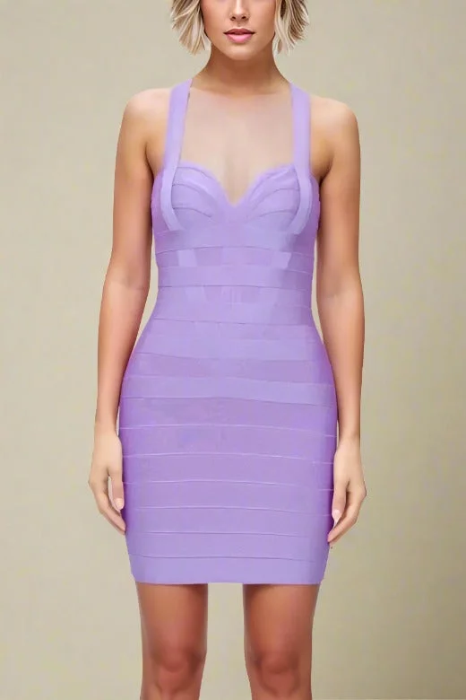 Mara Bandage Mini Dress - Violet Purple Chic Pleated Mini Dress