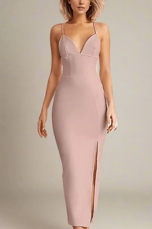 Milan Bandage Midi Dress - Nude Comfortable Sleeveless Midi Dress