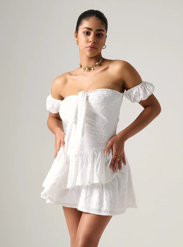 Misty embroidered white mini dress Comfortable Shift Mini Dress