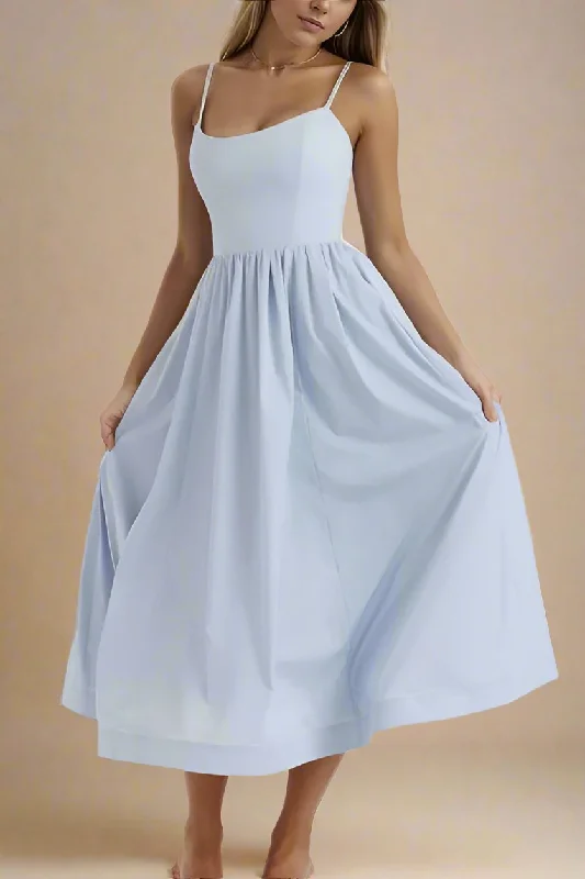 Paloma Bodycon Midi Dress - Baby Blue Stylish Midi Dress with Cuffs