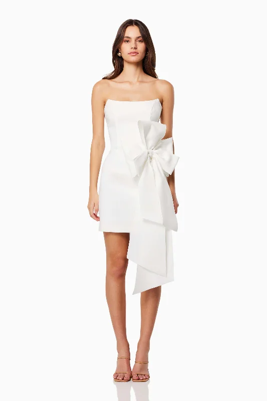 Phaedra 3D Bow Mini Dress In White Trendy Cut-Out Mini Dress