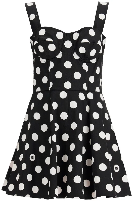 Polka Dot Print Strapless Mini Dress Casual Mini Dress with Pockets