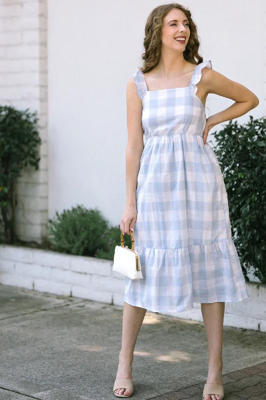 Reagan Gingham Midi Dress Trendy Shift Midi Dress